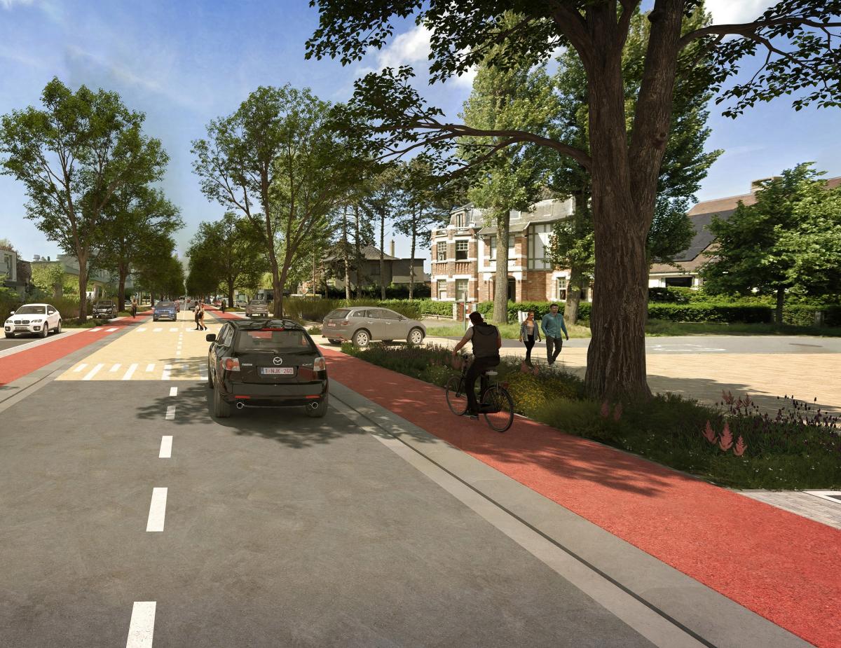 Een beeld van de vernieuwde Leopold II-laan, volgens de ontwerpplannen.