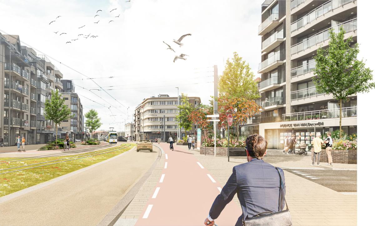 Visuele voorstelling van de vernieuwde kustbaan N34 in Sint-Idesbald